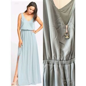 MUMU Weddings Silver Sage Crisp Maxi Dress